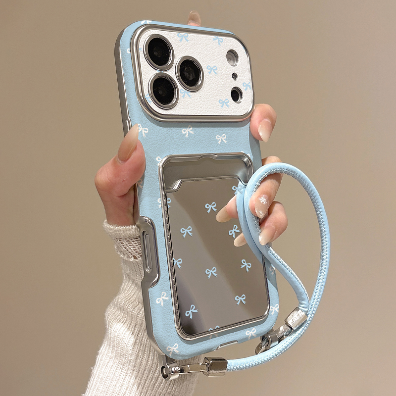 Quirky Phone Accessories - Cute Bow Mirror Card Holder Phone