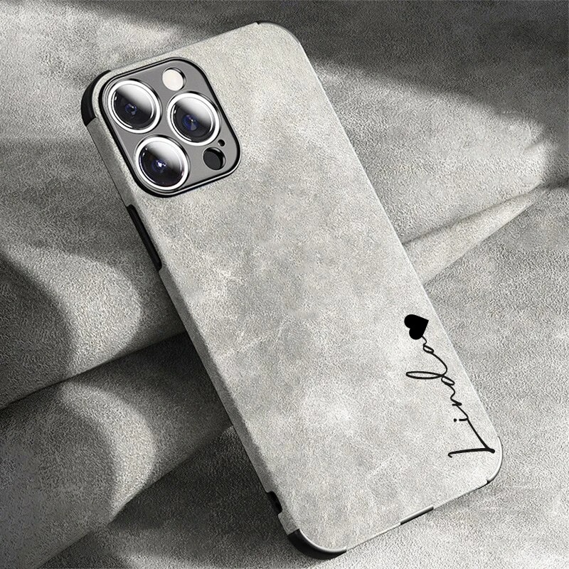 Phone Accessories Names - Luxury Lamskin Leather Personalized Name Case