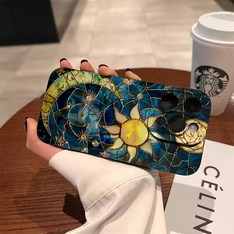 Phone Accessories Samsung - Aesthetic Sun Moon Print Phone Case