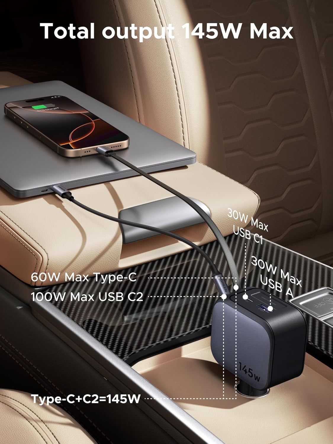 UGREEN 145W 3C1A Retractable C - Fast Charging Cable ulasan dan harga