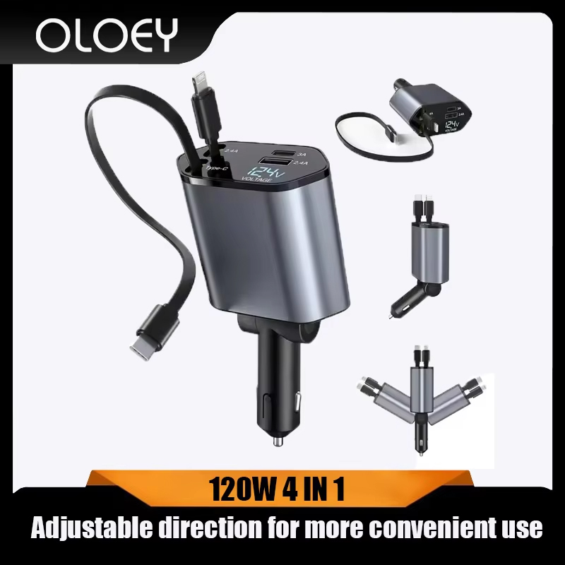 120W 4 in 1 retractable car ch - Fast Charging Cable ulasan dan harga