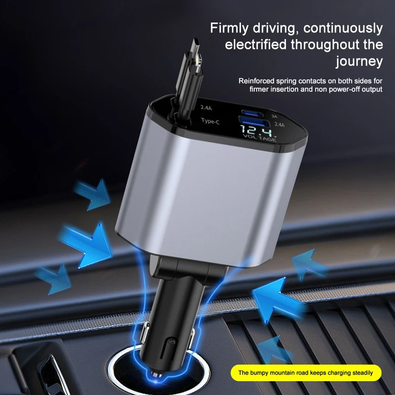 120W 4 in 1 retractable car ch - Fast Charging Cable ulasan dan harga
